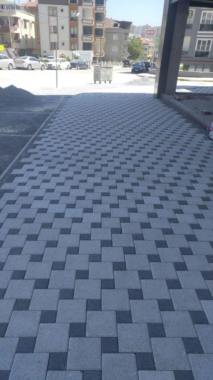 Siyah Beyaz Parke Dekoratif siyah beyaz kilitli parke taşı