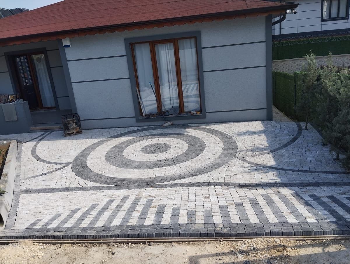 Küp Taş Desen Villa bahçe küp taş desen döşeme